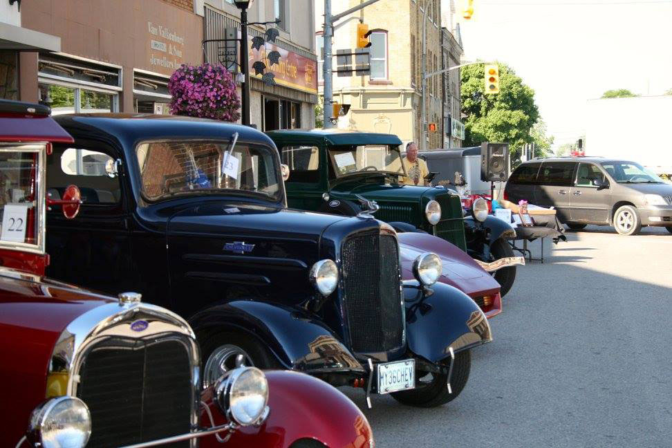 Forest Car Show with Vintage cars